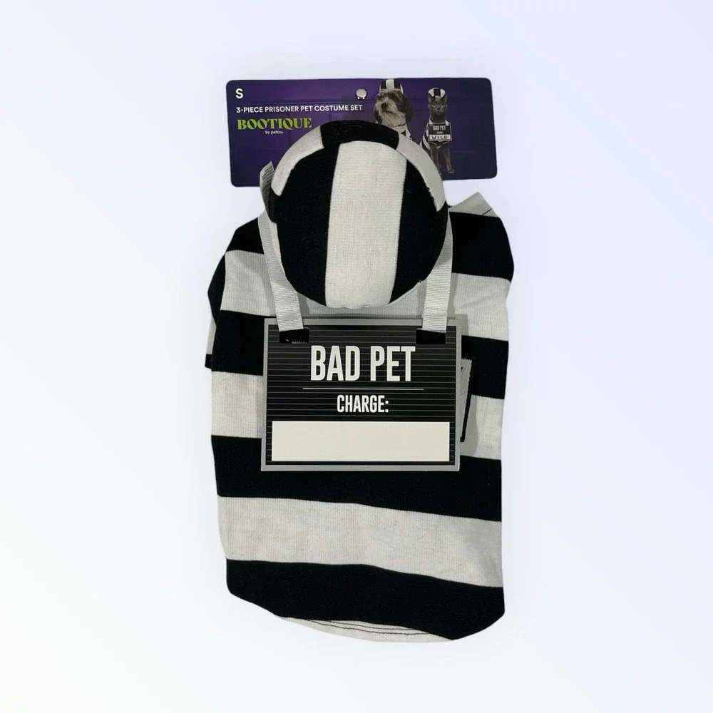 PET-ITENTIARY prisoner Dog Costume Halloween new pet Bootique Size SMALL